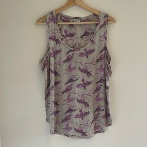 Light grey tank with bird print